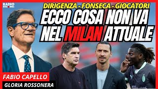 ECCO COSA NON VA NEL MILAN ATTUALE DIRIGENTI FONSECA E SQUADRA con Fabio Capello [upl. by Eiralam]