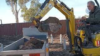 Yanmar SV08 and Yanmar c10r moving dirt mini excavating [upl. by Nbi]