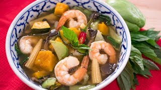 Kaeng Liang  Breast Milk Booster Shrimp amp Veggie Soup แกงเลียง  Thai Recipes [upl. by Anier]