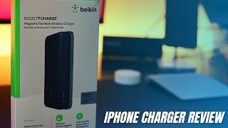 Belkin Magnetic Portable Wireless Charger 10K  iPhone Charger Review [upl. by Duile]