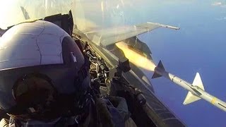 Cockpit View FA18C Hornet Fires AIM7 Sparrow Missile [upl. by Euqilegna]