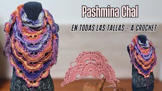 Pashmina Chala Crochet Elegante – Inspirado en los Colores del Pavo Real – Tejidos de Moda a Crochet [upl. by Hnoj]