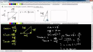Secondaire 4 SN Québec Trigonométrie trouver les mesure manquante dans le triangle rectangle [upl. by Ziul574]