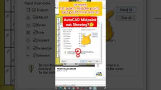 AutoCAD MidpointEnd Point not Showing Autocad Tips  autocadmidpoint showpoint shorts ytshorts [upl. by Ahtis]
