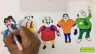 How To Draw Motu Patlu All Characters Drawing  Motu Patlu  MV Kids Learning [upl. by Sidwel931]