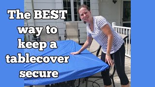 How to secure a plastic tablecover quickly and easily [upl. by Elockin]