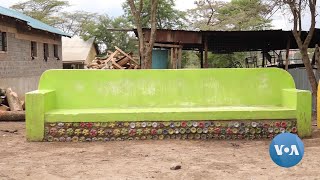 Kenyan Entrepreneur Turns Plastic Bottles Into EcoBricks [upl. by Aicatsan]