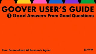 GOOVER Users Guide 1 Good answers from good questions [upl. by Harlow]