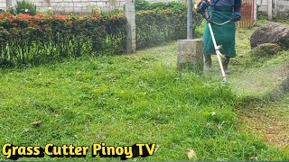 TRIMMING THE GRASS NEAR THE DIRT ROAD AND SLOPE AREA [upl. by Flss]