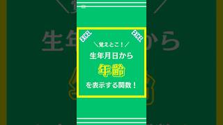 【Excel】生年月日から年齢を表示する関数の使い方を解説してみた excel エクセル 仕事 shorts [upl. by Ahsyad]