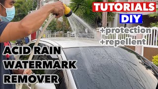 HOW TO REMOVE WATER SPOT ON CAR GLASS FULL TUTORIAL VIDEO  DIY  ACID RAIN REMOVER  REPELLENT [upl. by Ahsenod417]