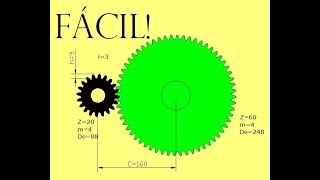 CALCULO DE ENGRANAJES RECTOS  02  Fácil [upl. by Aniraz616]