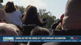 Divers go for the cross at 118th Tarpon Springs Epiphany celebration [upl. by Hanavas]