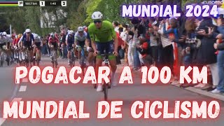 RESUMEN MUNDIAL DE CICLISMO DE RUTA 2024Pogacar ataque de 100 km [upl. by Rahr723]