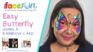 Silly FaceFun SUPER Easy Butterfly Face Painting design using a Rainbow Cake [upl. by Isacco]