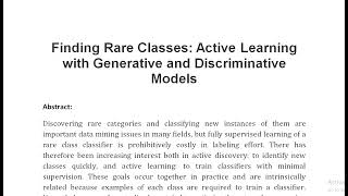 Finding Rare Classes Active Learning with Generative and Discriminative Models [upl. by Leunas]