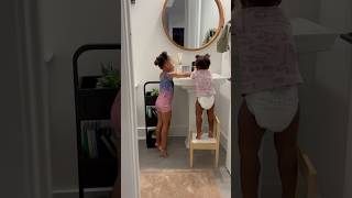 Daughter teaches little sister how to wash her hands for the first time shorts [upl. by Anitsirhcairam]