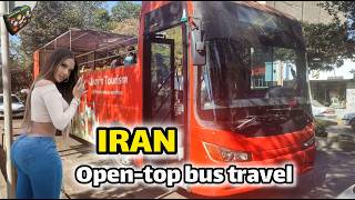 Tourist Bus Travel Video Vlog Travel Qazvin With Opentop Tourist Bus 4K  Crook Bus Travel [upl. by Gamages119]