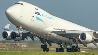 BOEING 747 HEAVY DEPARTURE with a long TAKEOFF RUN  Fully loaded B747 4K [upl. by Jakob]