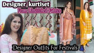 ♥️Designer kurti set From Fabric  Fabric se bnaye designer outfits👗festival kurtisetdesign [upl. by Yordan514]