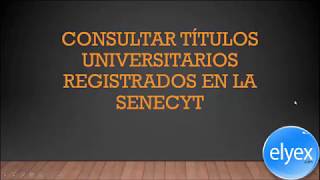 Consulta Títulos Universitarios Senescyt Ecuador Maestrías Doctorados PHD – Registro [upl. by Eicul452]