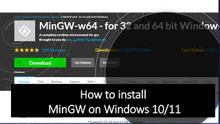 How to download and install MinGW w64 compiler on Windows 1011 [upl. by Eelessej]