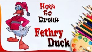 How to draw Fethry Duck  Ducktales drawing  Donald Duck drawing  Easy drawing step by step [upl. by Lig]