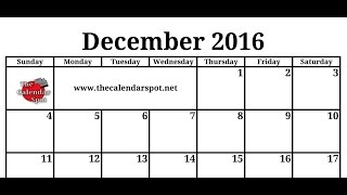 December 2016 Calendar [upl. by Deibel241]