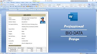 How To Make A Professional BioData In Microsoft Word 2022  BIODATA  BIODATA Format 2022 [upl. by Thirza]