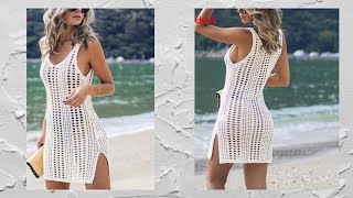 como tejer a crochet salida de playa Benidorm blusa o vestido verano 2023 [upl. by Nannarb]