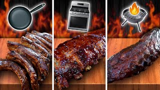 Sartén vs Horno vs BBQ COSTILLAS BBQ🍖 ¿Cuál te GUSTA más [upl. by Pollux658]