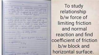 Study relationship bw force of limiting friction and normal reaction and find coefficient friction [upl. by Ilysa]