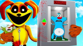 Roblox Oggy Trapped In Scary Elevator With Day Dog Of Smiling Critters [upl. by Scandura]