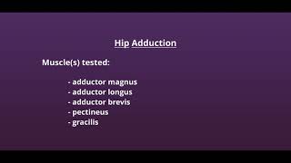 Manual Muscle Test for Hip Adduction [upl. by Grimes]