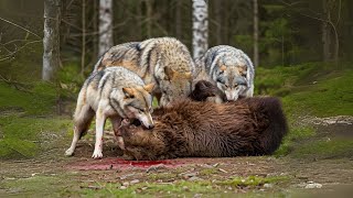 Wolves hunt grizzly bears [upl. by Anselm379]