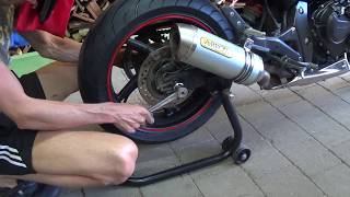 Honda CBR600f PC41 How to remove and replace the back wheel [upl. by Nyrahtak467]