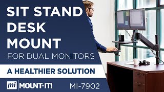 Sit Stand Desk Mount for Dual Monitors MI7902 [upl. by Erdnoed]