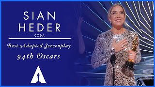 Sian Heder Wins Best Adapted Screenplay for CODA  94th Oscars [upl. by Baecher946]