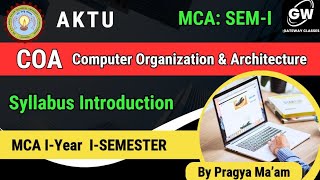 AKTU MCA SEMI COACOMPUTER ORGANIZATION AND ARCHITECTURE I GATEWAY CLASSES I AKTU [upl. by Ahtiuqal]