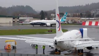 Boeing 737 MAX First flight Renton Washington [upl. by Anitrak951]