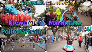 Krewe of Pontchartrain ParadeNew Orleans Mardi Gras 2024 NO FILLER ALL PARADE [upl. by Haleeuqa]