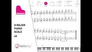 D Major Piano Scale Sheet Music and Backing Track 🎹 [upl. by Hutt]