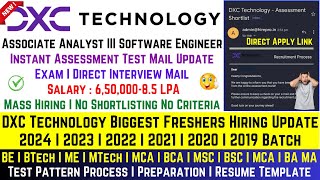 DXC Technology Biggest Hiring Update  DXC OFF Campus Direct Mass Hiring 2024 2023 20222019 Batch [upl. by Cutcliffe204]