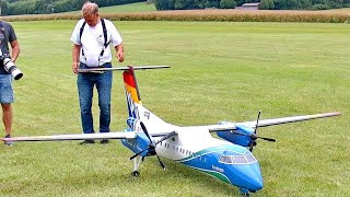 HUGE RC MODEL DHC DASH8 ELECTRIC SCALE 18 MODEL AIRLINER  FLIGHT DEMONSTRATION [upl. by Aikram]