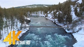 4K Drone Footage  Birds Eye View of SnowCovered Eastern Washington  4 Hours [upl. by Sihunn]