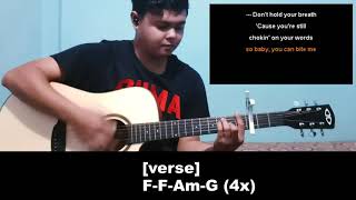 Bite Me  Avril Lavigne ACOUSTIC GUITAR COVER  Chords amp Lyrics [upl. by Assener]