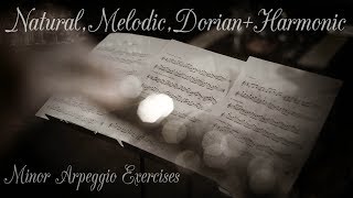 Natural Melodic Dorian and Harmonic Minor Arpeggio exercises  all instruments [upl. by Acisej976]