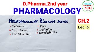 Neuromuscular Blocking Agents  Ch2 Pharmacology  DPharma 2nd neuromuscularblockingahents [upl. by Anirroc]