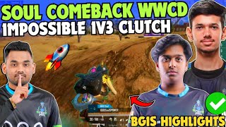 iQOOSouL Comeback WWCD ✅😳 SouL MANYA amp NAKUL on Fire 🔥 Impossible 1v3 🥵 Team SouL 🚀 [upl. by Natascha]