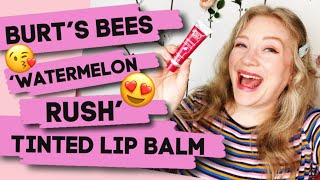 Burts Bees Squeezy Tinted Balm Review amp Try On Shade Watermelon Rush [upl. by Ytsenoh]